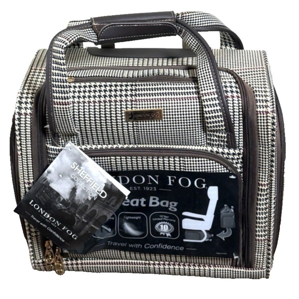 London Fog Under the Seat Carryon Sheffield Roller Bag Black 15IN Small Suitcase